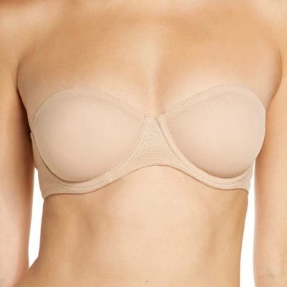 SKIMS Ultra Fine Mesh Strapless Bra Underwire Convertible 44C Clay